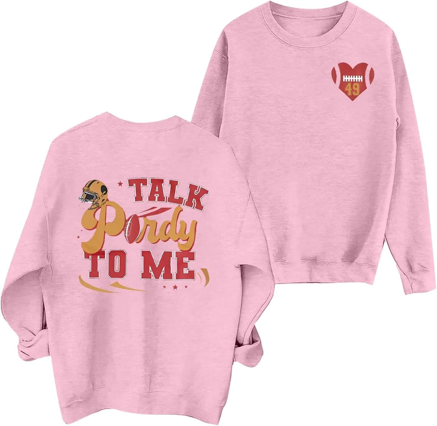 Football Pullovers for Women Casual Loose Letter Print Long Sleeve Hoodless Sweatshirt Fall Lightwegiht Crewneck Tops