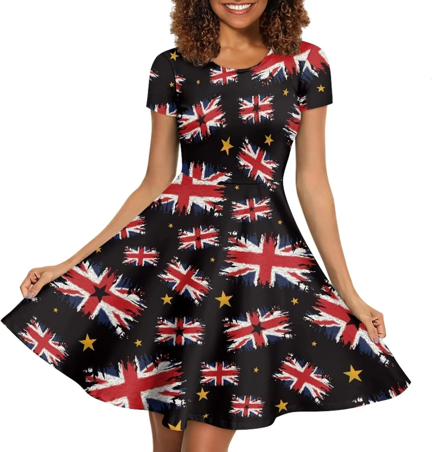 Forchrinse Cute Cow Women Summer Dresses Round Neck Mini Dress Loose Short Sleeve Dresses