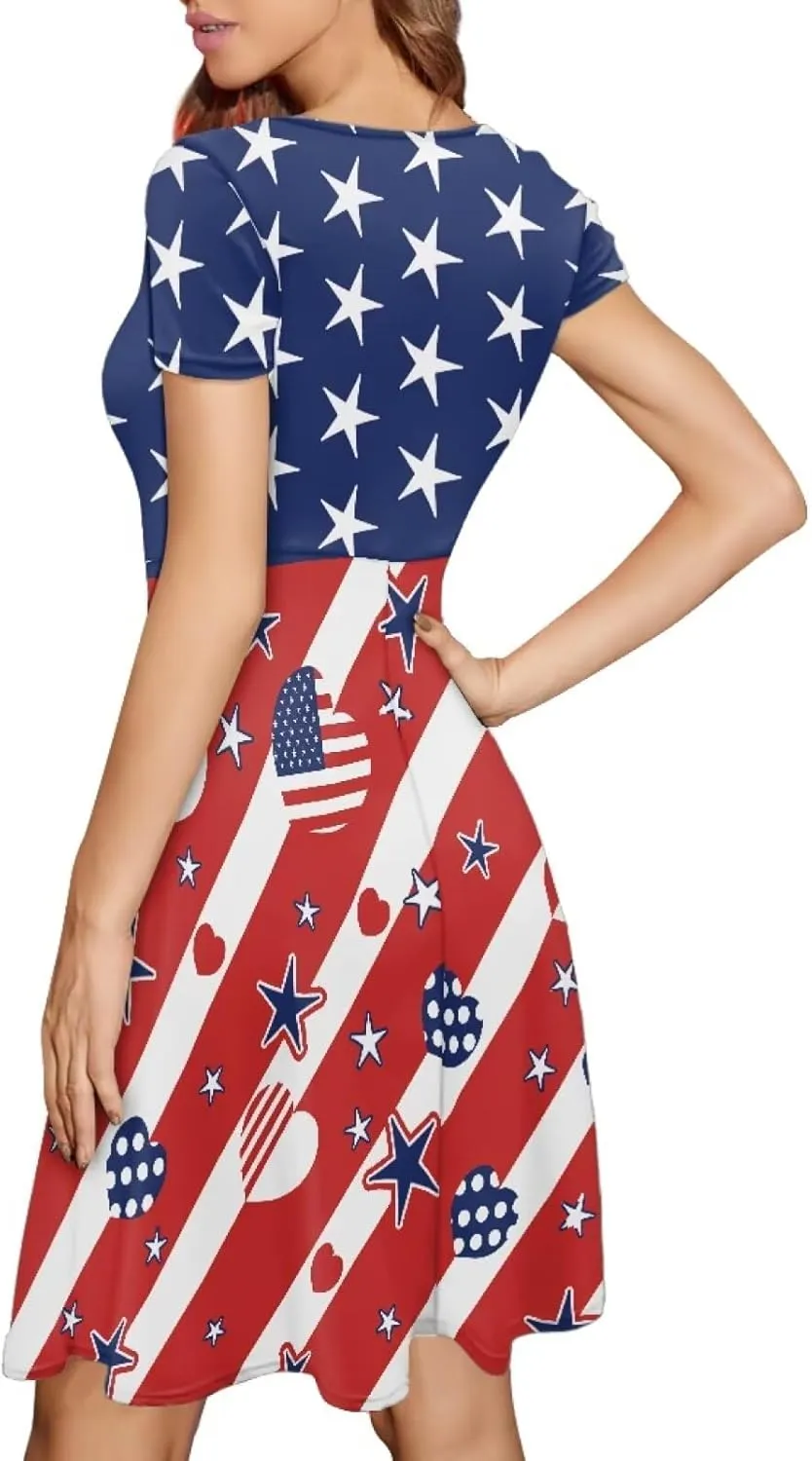 Forchrinse Cute Cow Women Summer Dresses Round Neck Mini Dress Loose Short Sleeve Dresses