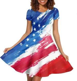 Forchrinse Cute Cow Women Summer Dresses Round Neck Mini Dress Loose Short Sleeve Dresses