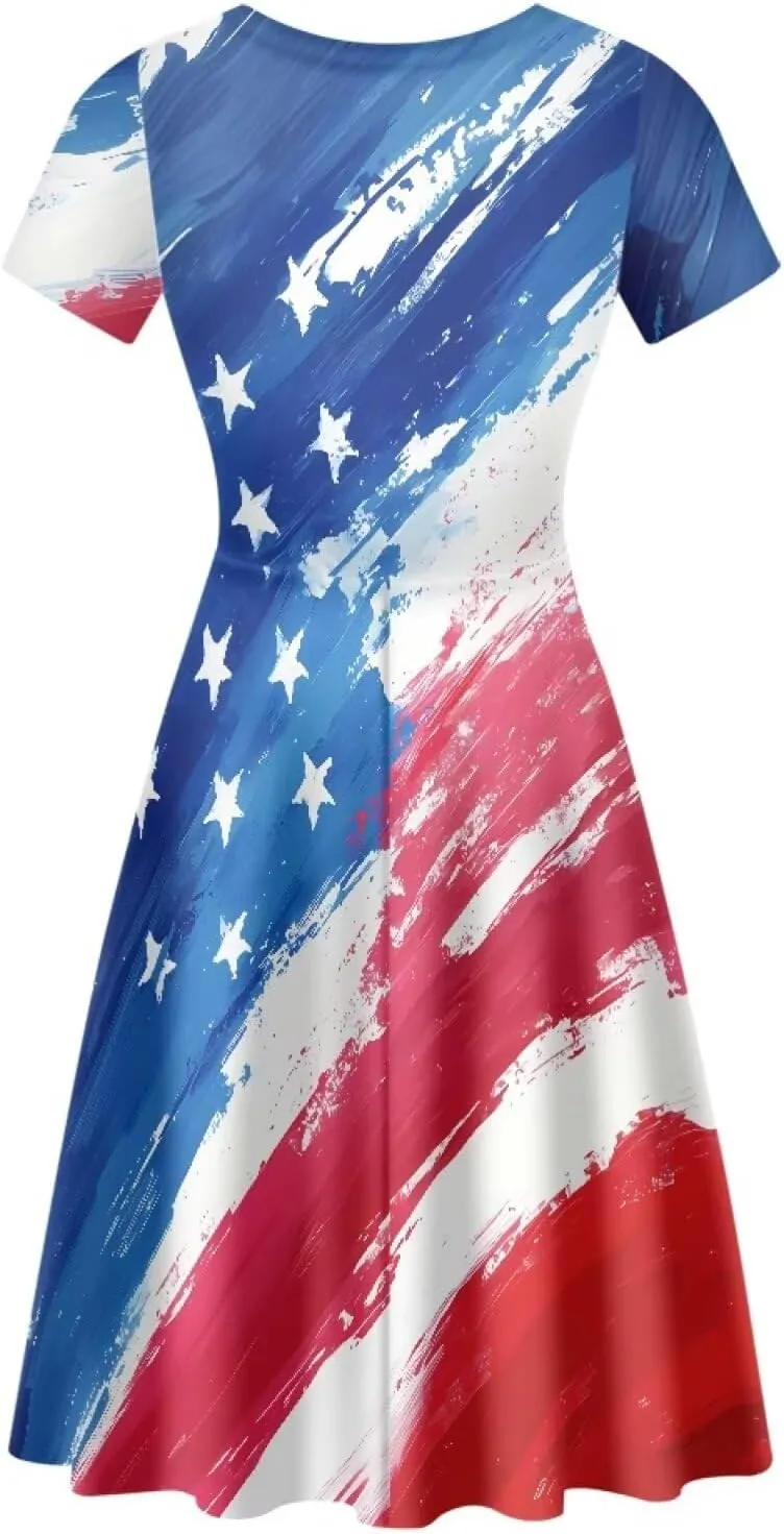 Forchrinse Cute Cow Women Summer Dresses Round Neck Mini Dress Loose Short Sleeve Dresses