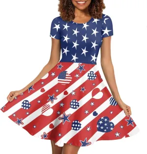 Forchrinse Cute Cow Women Summer Dresses Round Neck Mini Dress Loose Short Sleeve Dresses