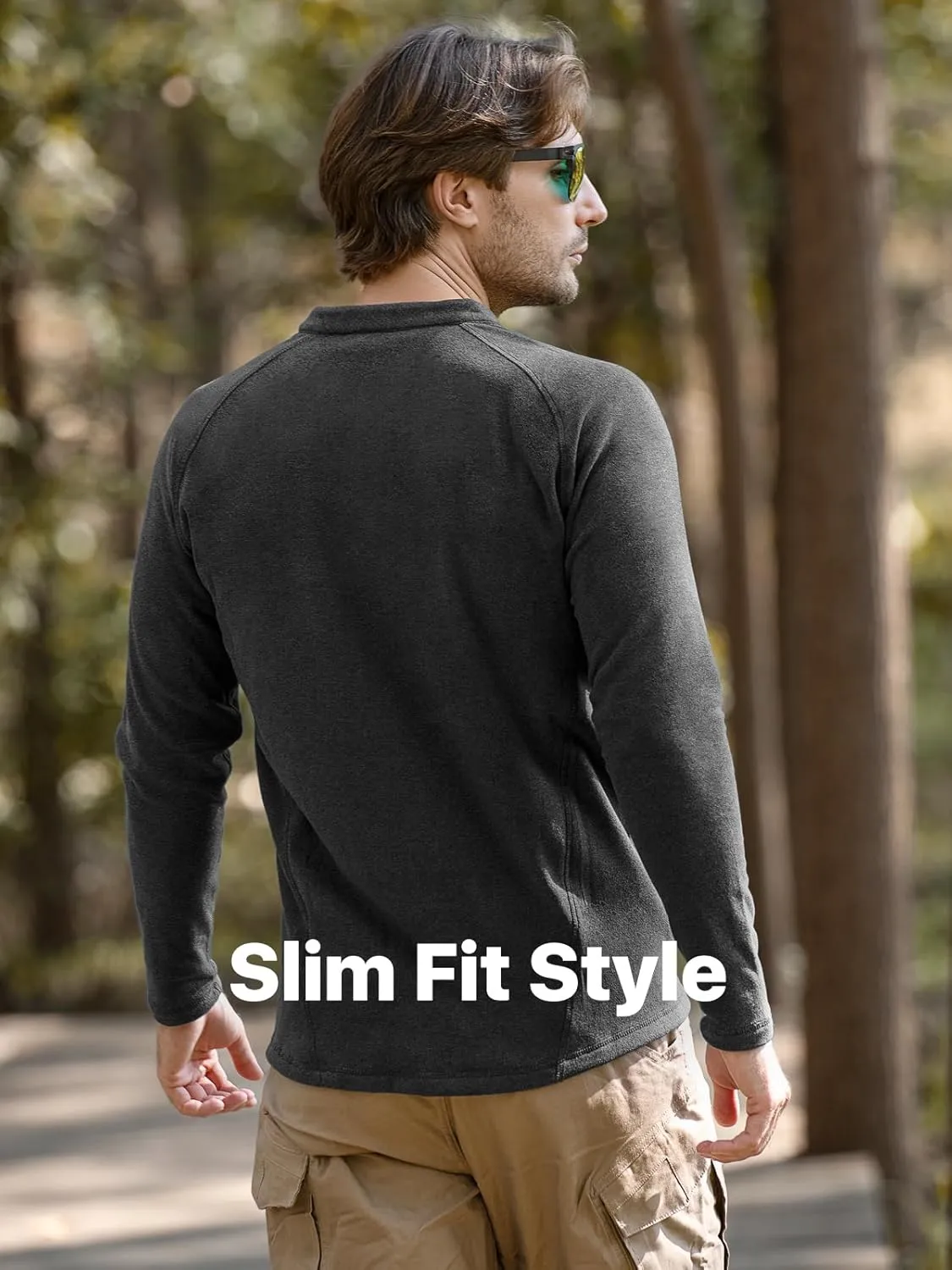 FREE SOLDIER Men's Thermal Henley Long Sleeve Shirts Fleece Pullover Sweaters Lightweight Sweatshirts