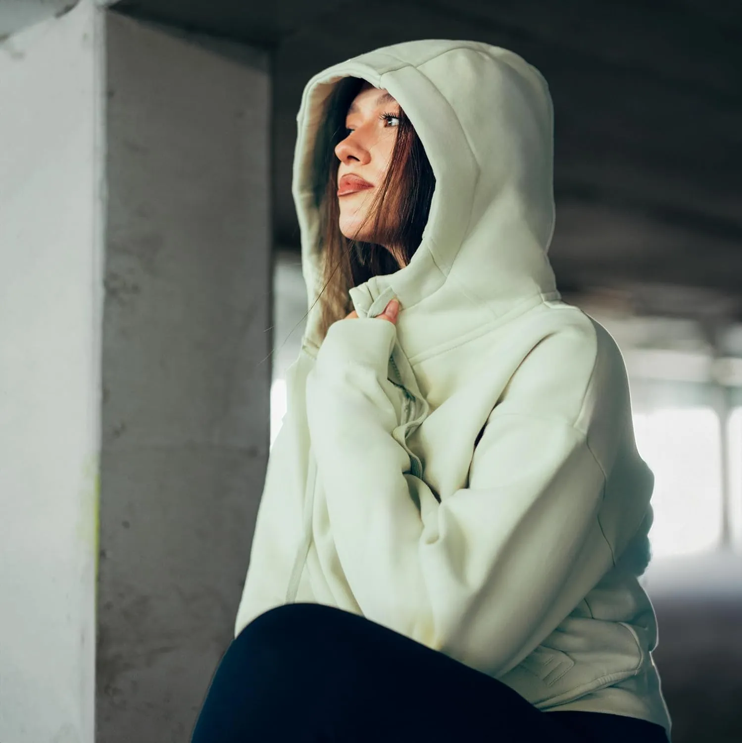 French Terry Cropped Zip Up Hoodies Sweatshirt for Women Half Zip Pullover Sweater Hoodie Workout Jacket