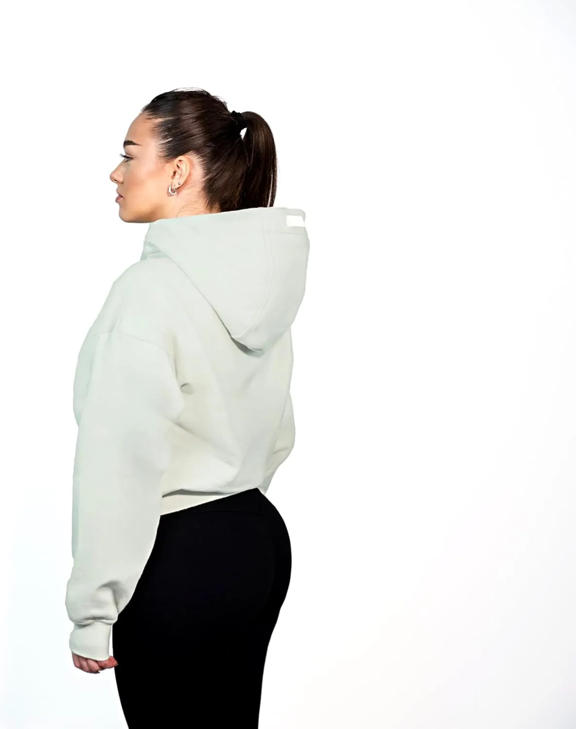 French Terry Cropped Zip Up Hoodies Sweatshirt for Women Half Zip Pullover Sweater Hoodie Workout Jacket