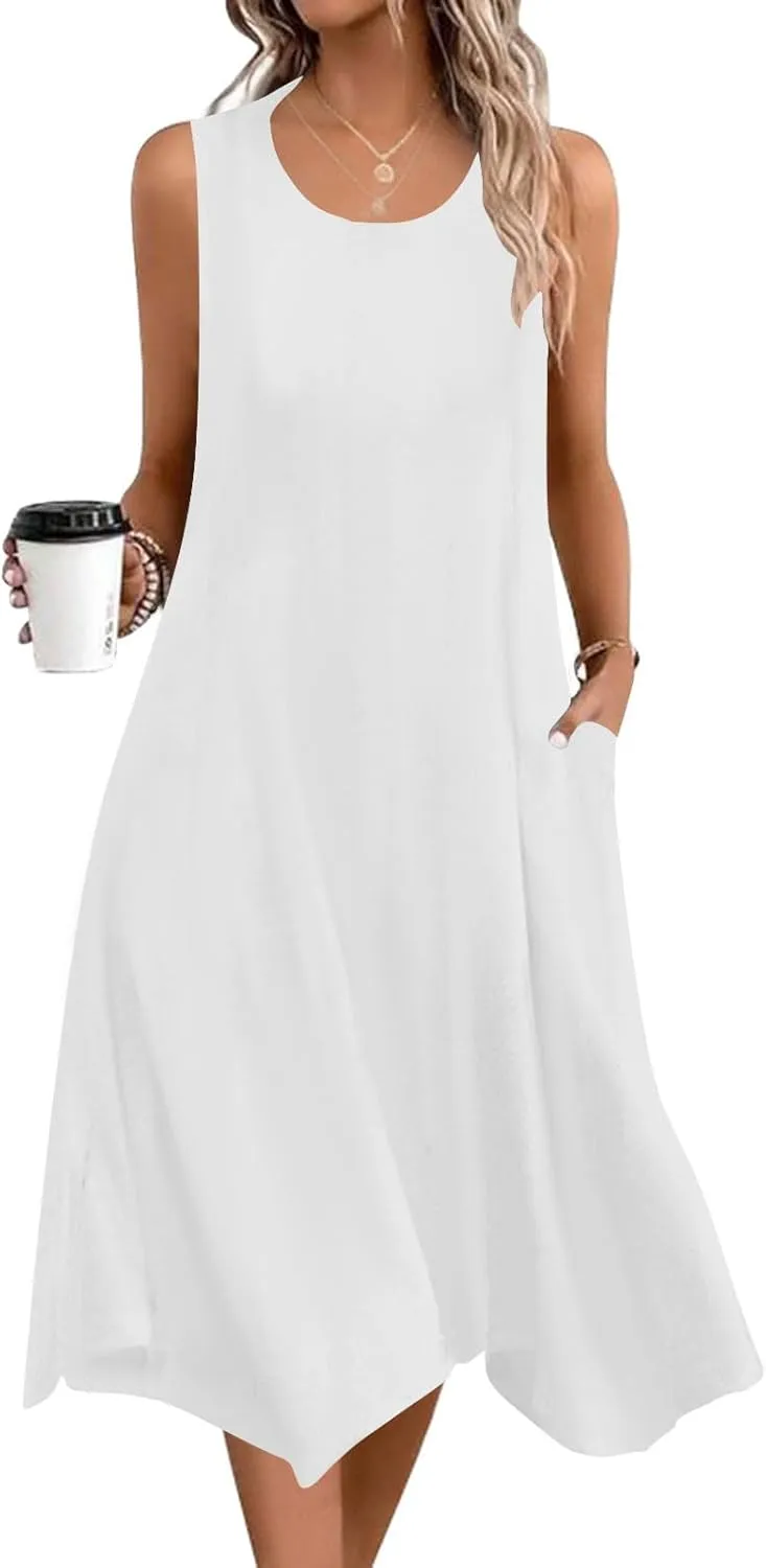 FZYLQY 2025 Womens Summer Dress Casual Swing Ruffle Short Sleeve Sundresses Beach Mini A-line Shift Dress with Pockets