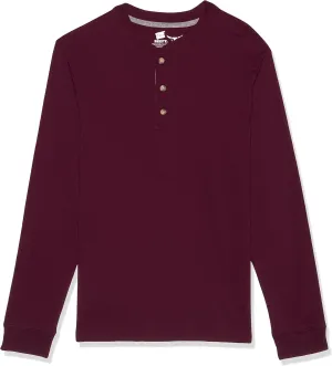 Hanes T Beefyt Henley, Men's Cotton Long Sleeve Shirts