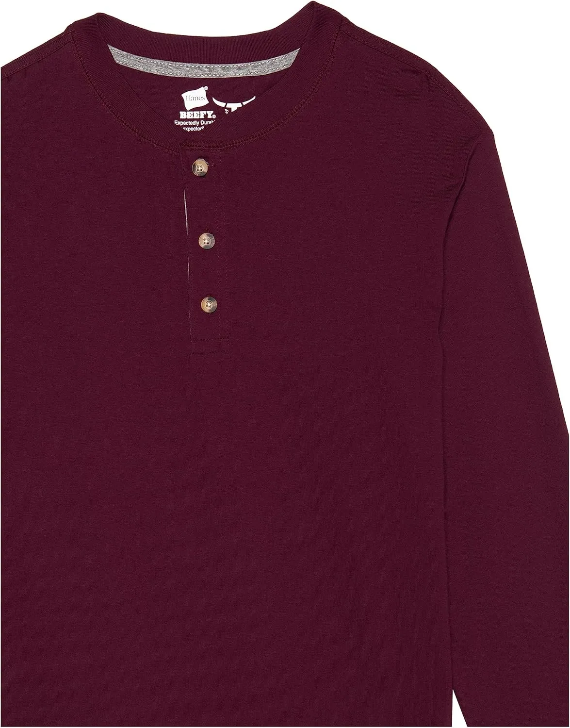 Hanes T Beefyt Henley, Men's Cotton Long Sleeve Shirts