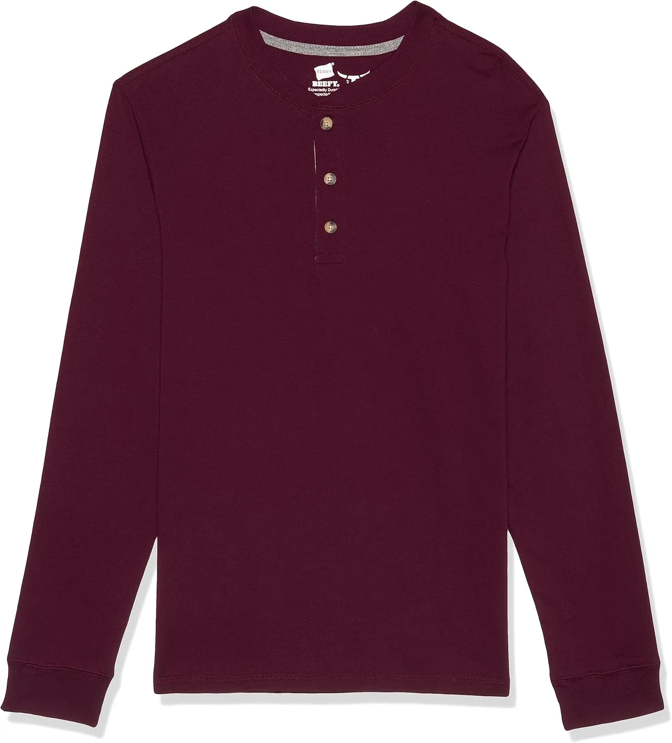 Hanes T Beefyt Henley, Men's Cotton Long Sleeve Shirts