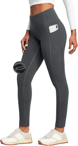 Heathyoga Fleece Lined Leggings with Pockets for Women Thermal Leggings Warm Leggings Women Winter High Waisted Yoga Pants