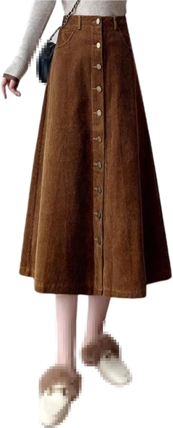 High-Waist A-line Skirt for Women,Spring,Korean-Style mid-Length one-Step Skirt