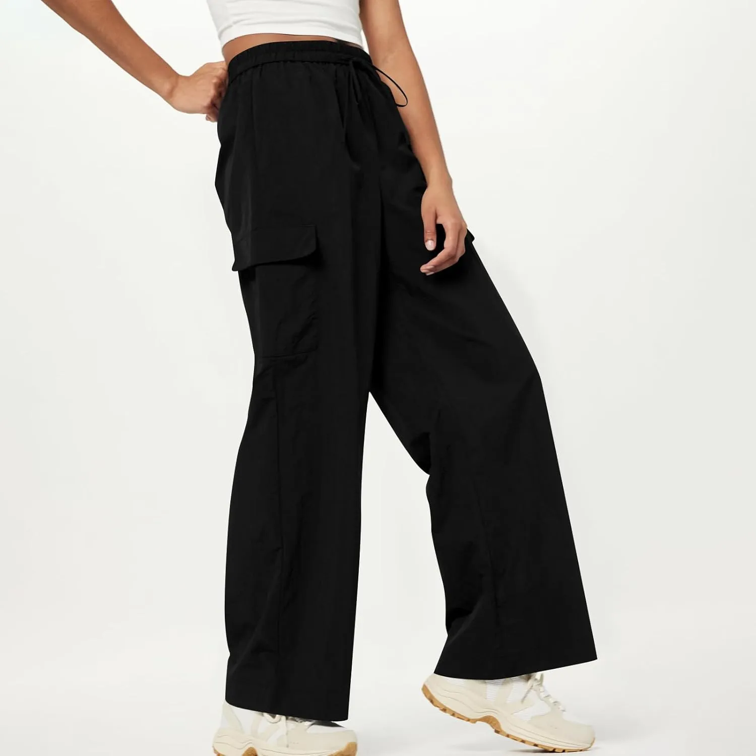 High Waisted Cargo Pants Women Y2K Drawstring Baggy Trendy Trousers with Pockets Casual Sweatpants Streetwear