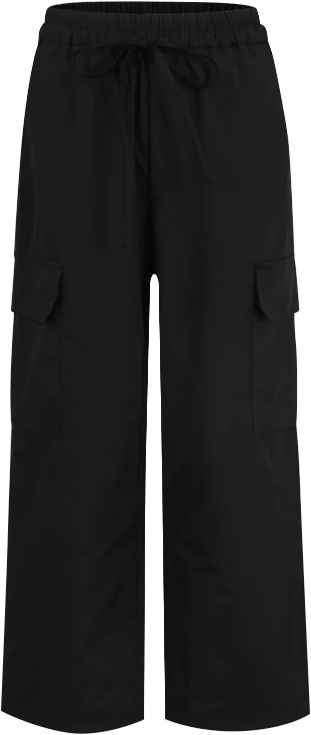 High Waisted Cargo Pants Women Y2K Drawstring Baggy Trendy Trousers with Pockets Casual Sweatpants Streetwear