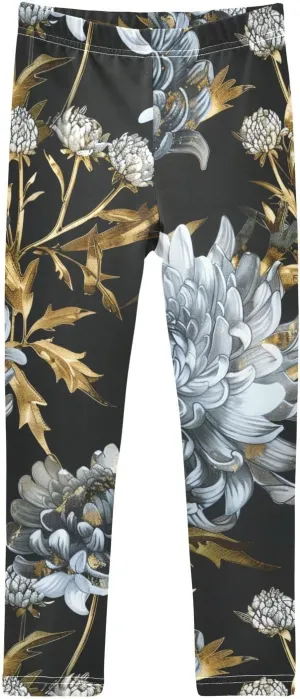 J JOYSAY Chrysanthemums Black Girls Leggings Toddler Girl Leggings