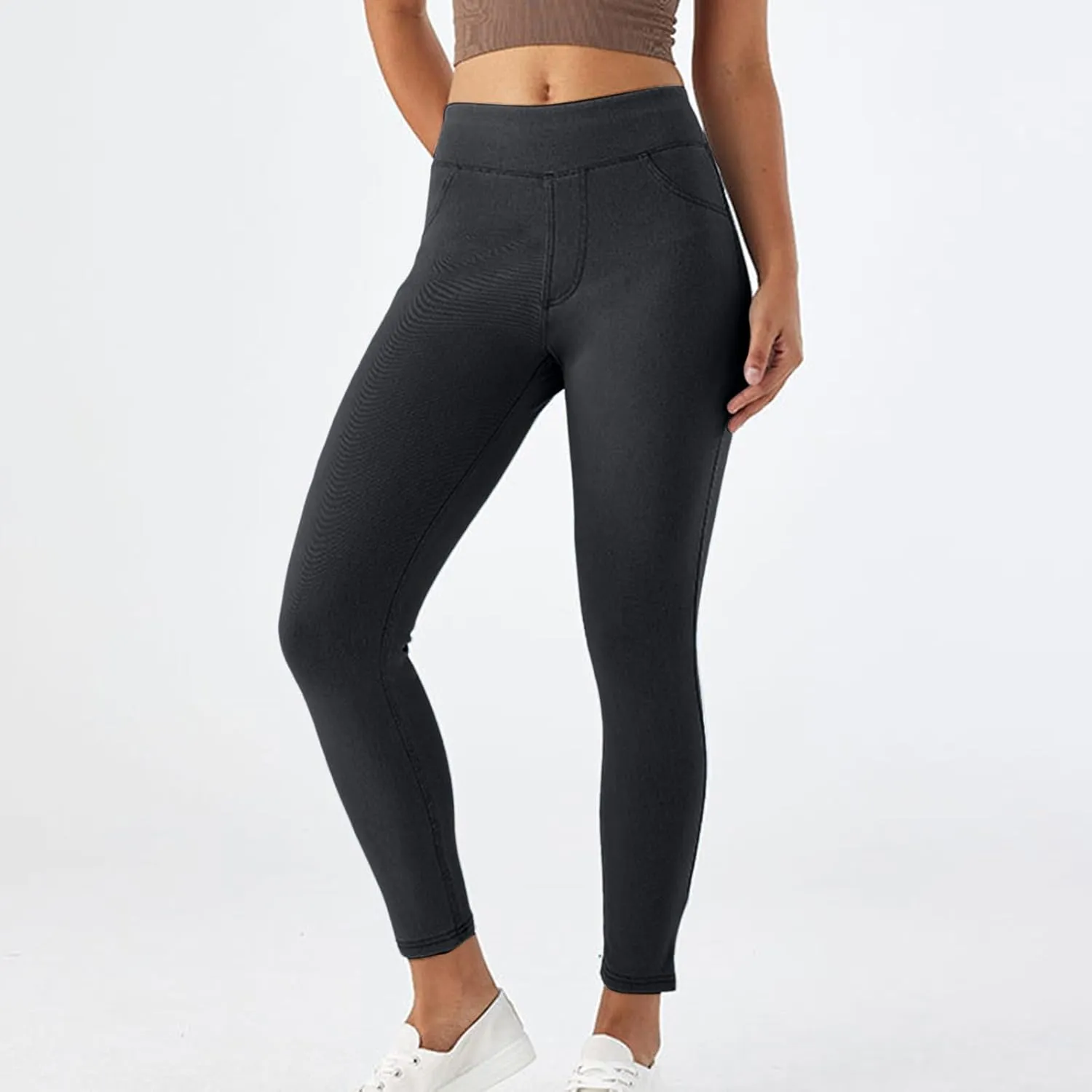 Jeggings for Women Tummy Control Stretch Jeans High Waisted Skinny Denim Pants Pull On Butt Lifting with Pockets