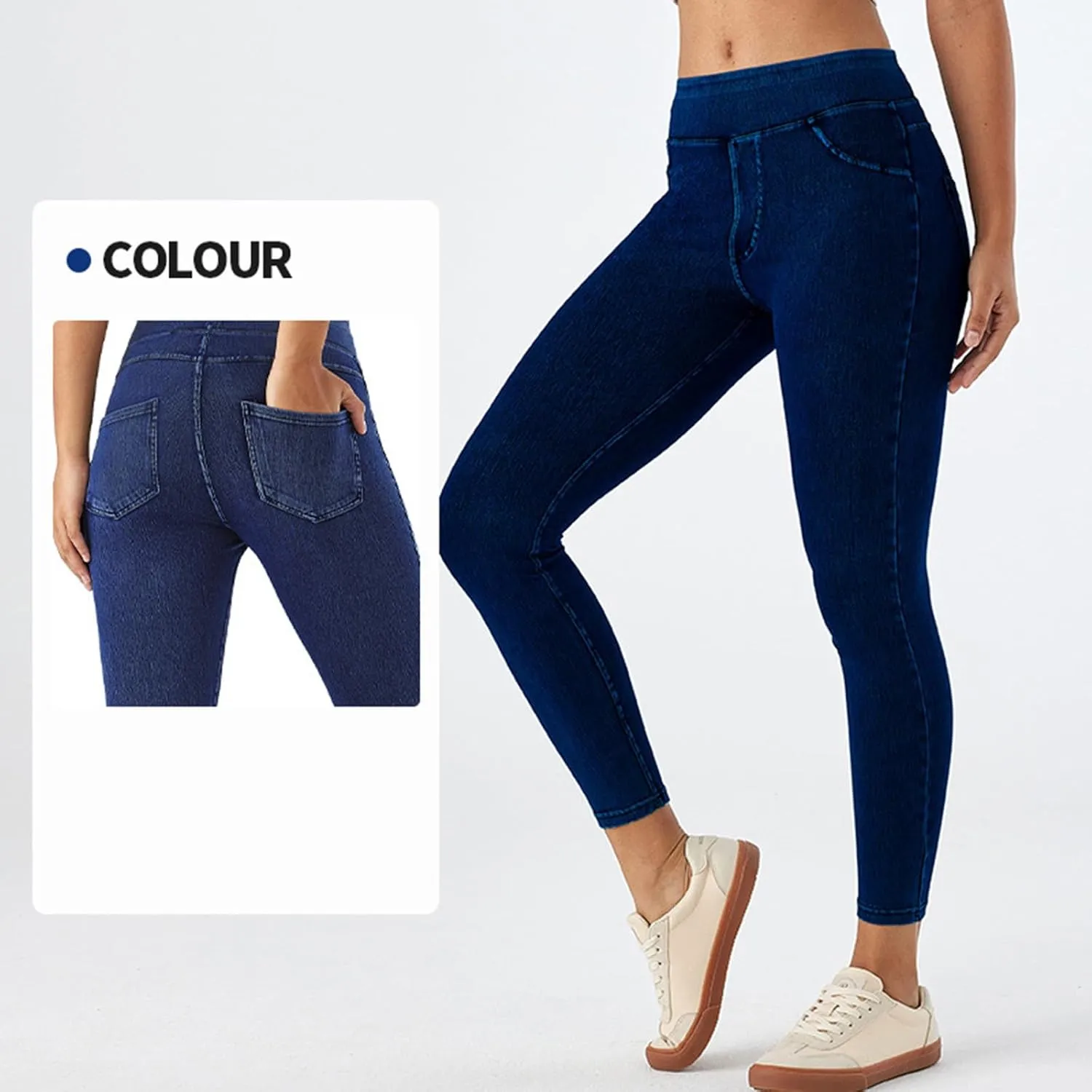 Jeggings for Women Tummy Control Stretch Jeans High Waisted Skinny Denim Pants Pull On Butt Lifting with Pockets