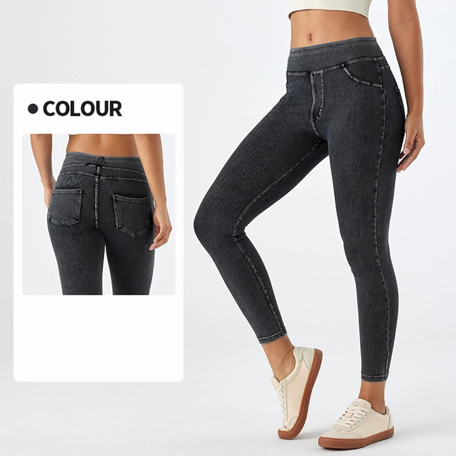 Jeggings for Women Tummy Control Stretch Jeans High Waisted Skinny Denim Pants Pull On Butt Lifting with Pockets