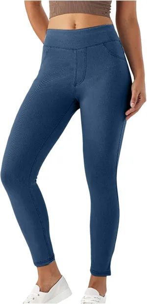 Jeggings for Women Tummy Control Stretch Jeans High Waisted Skinny Denim Pants Pull On Butt Lifting with Pockets