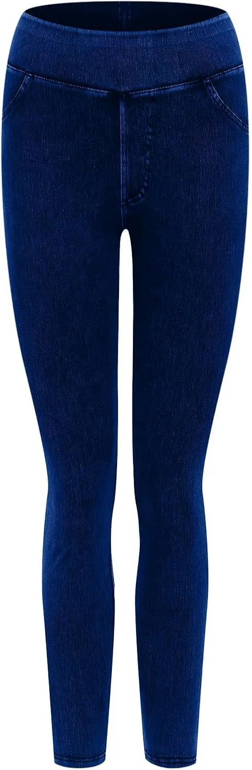 Jeggings for Women Tummy Control Stretch Jeans High Waisted Skinny Denim Pants Pull On Butt Lifting with Pockets