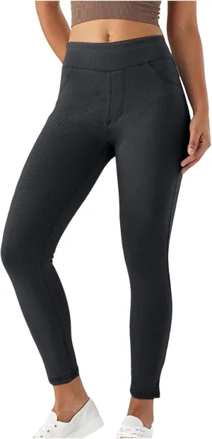 Jeggings for Women Tummy Control Stretch Jeans High Waisted Skinny Denim Pants Pull On Butt Lifting with Pockets