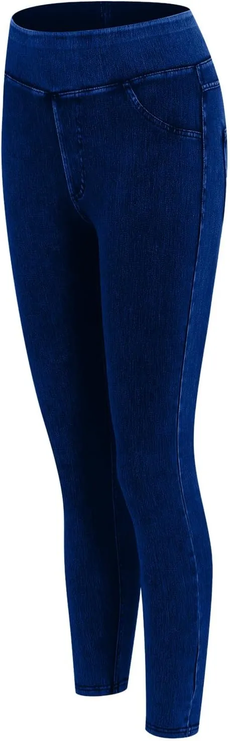 Jeggings for Women Tummy Control Stretch Jeans High Waisted Skinny Denim Pants Pull On Butt Lifting with Pockets