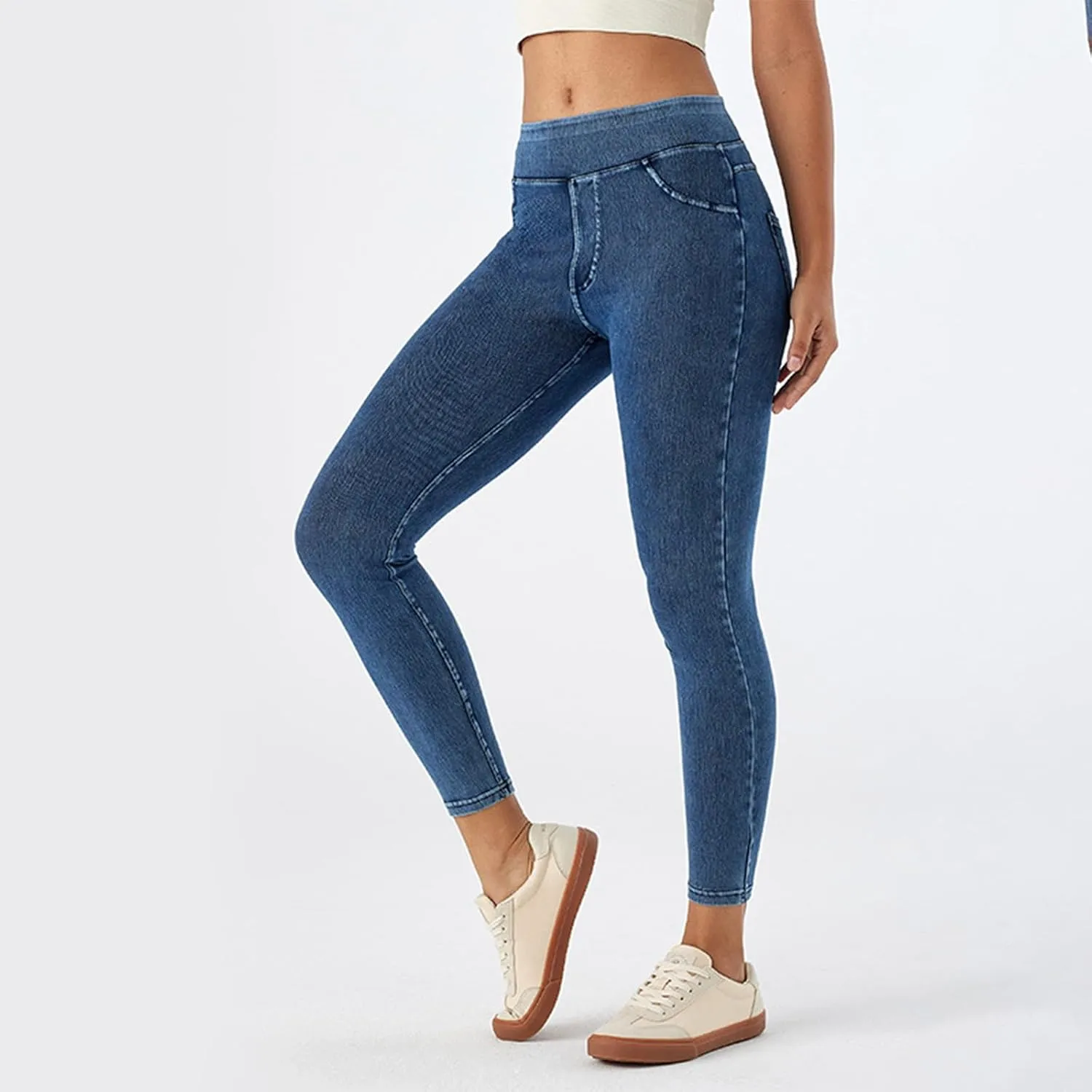 Jeggings for Women Tummy Control Stretch Jeans High Waisted Skinny Denim Pants Pull On Butt Lifting with Pockets