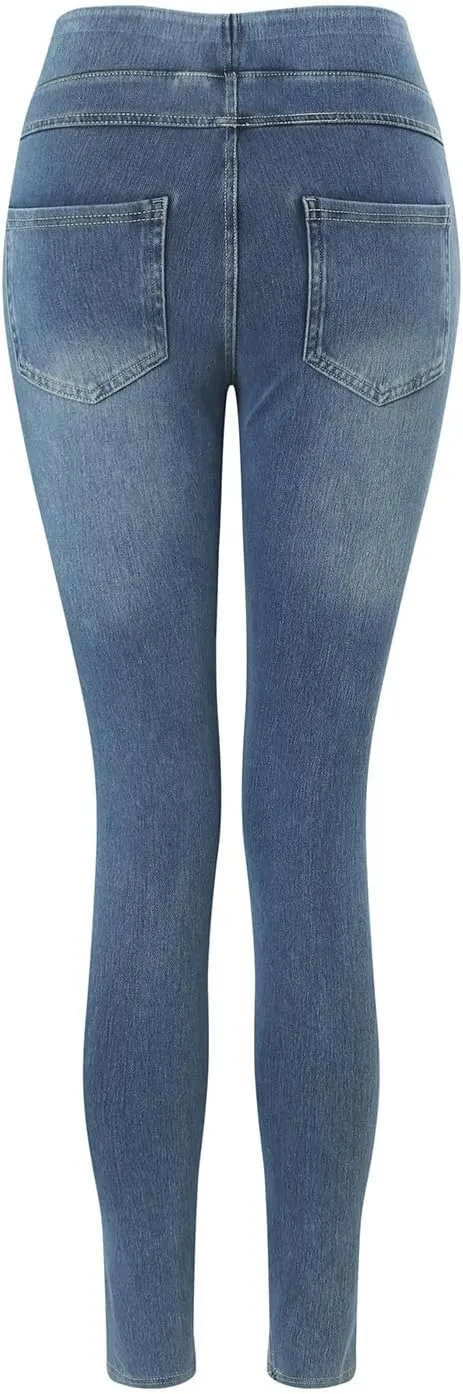 Jeggings for Women Tummy Control Stretch Jeans High Waisted Skinny Denim Pants Pull On Cropped Leggings with Pockets