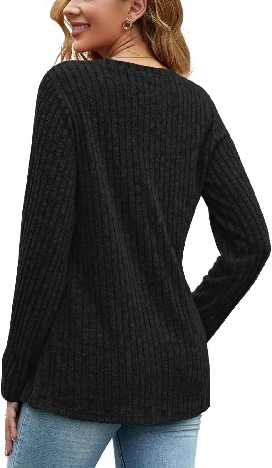 JomeDesign Womens Sweaters Long Sleeve Shirts V Neck Sweatshirt Loose Casual Tunic Tops