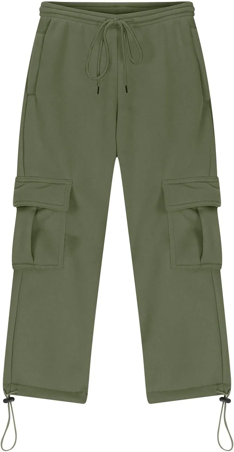 Kids Boys Cargo Sweatpants Toddler Boys' Casual Drawstring Elastic Waist Sweat Pants Baggy Sweatpants 1Pcs Set