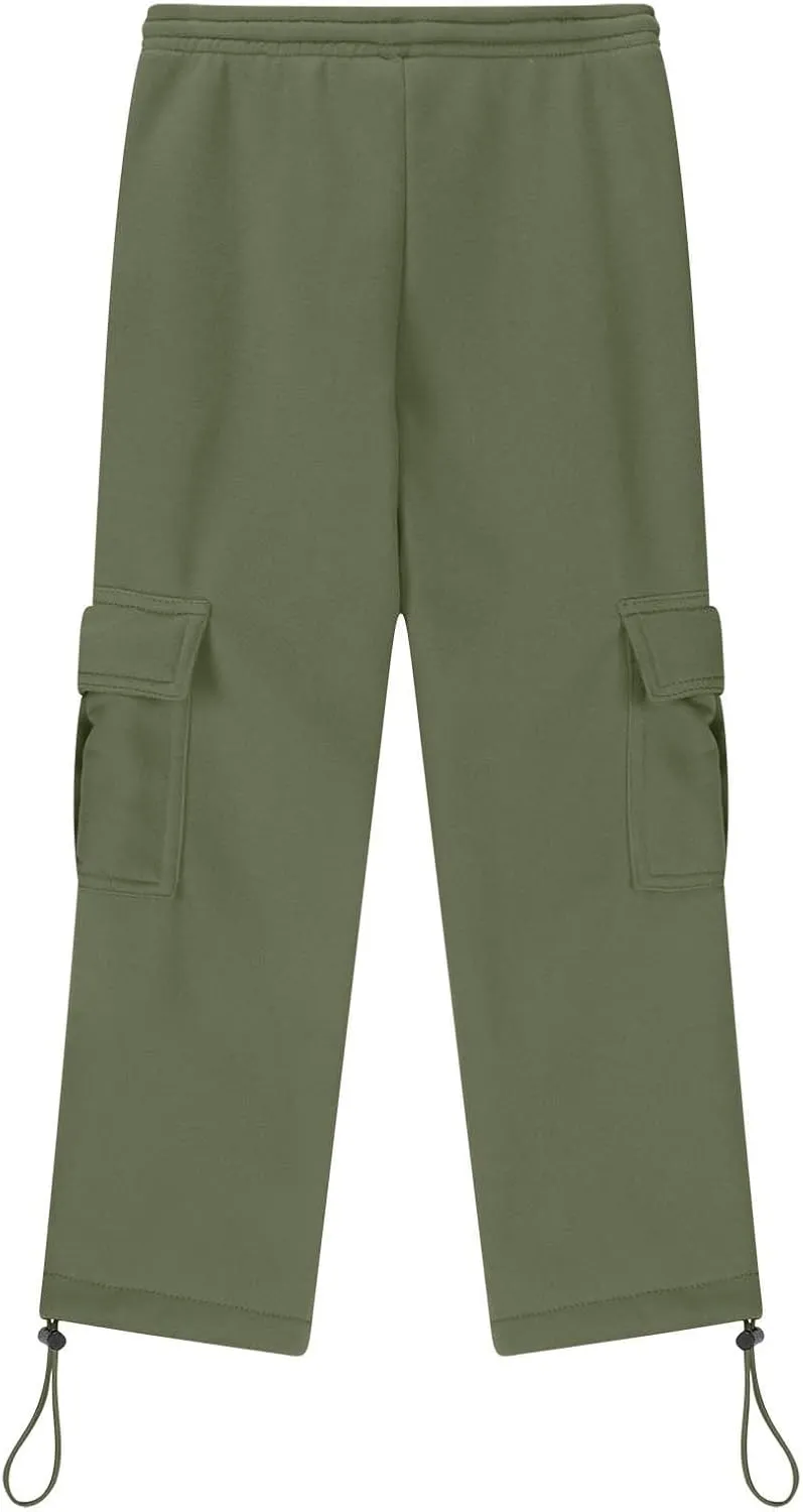 Kids Boys Cargo Sweatpants Toddler Boys' Casual Drawstring Elastic Waist Sweat Pants Baggy Sweatpants 1Pcs Set
