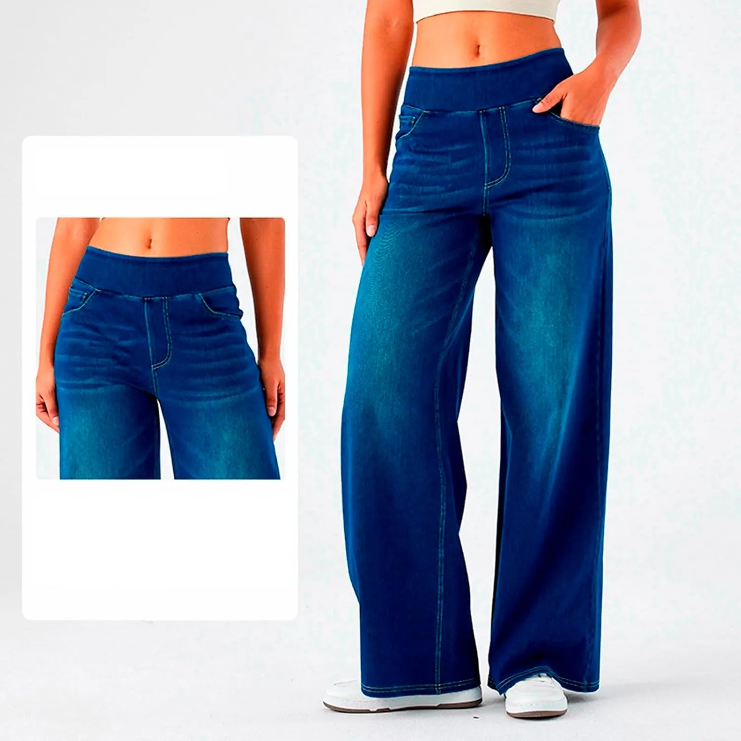 Leggings That Look Like Jeans Women Tummy Control Pull On Stretchy Jeans High Waisted Skinny Jean Leggings with Pockets