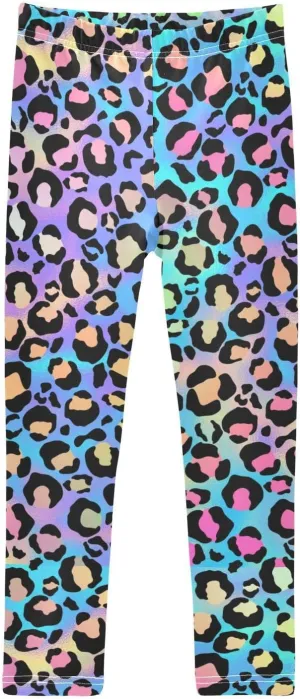 Leopard Skin Leggings for Girls Stretch Pants Soft Girls Leggings Ankle Length Leggings for Kids Toddler 4-10 Years