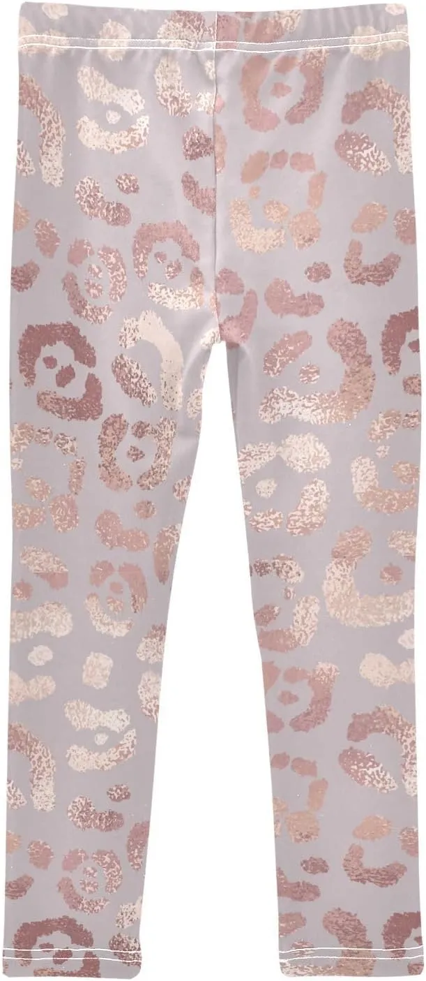 Leopard Skin Leggings for Girls Stretch Pants Soft Girls Leggings Ankle Length Leggings for Kids Toddler 4-10 Years