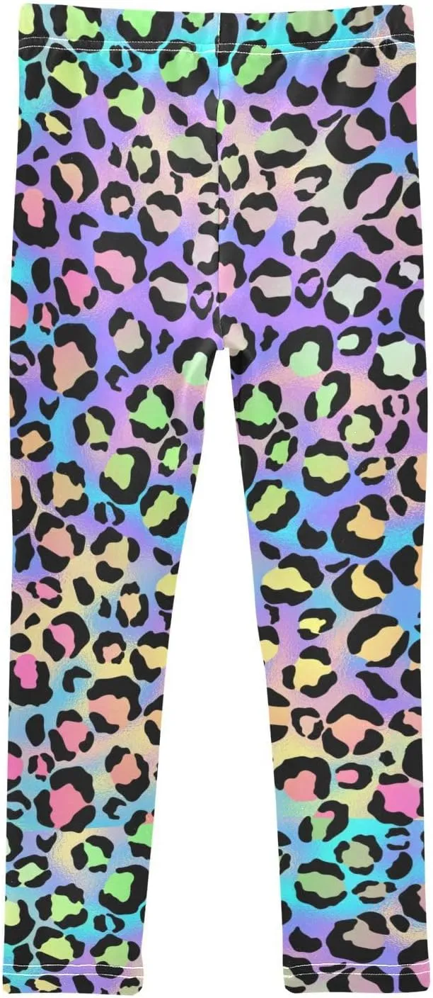 Leopard Skin Leggings for Girls Stretch Pants Soft Girls Leggings Ankle Length Leggings for Kids Toddler 4-10 Years