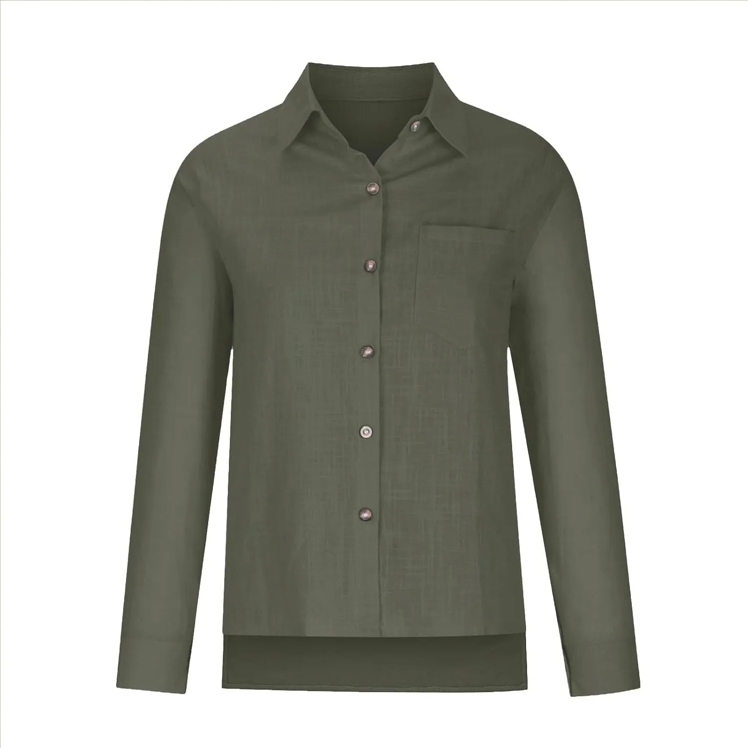 Linen Shirts for Women Down Shirt 2025 Spring Casual Long Sleeve Solid Color Shirts Loose Work Tops with Pockets