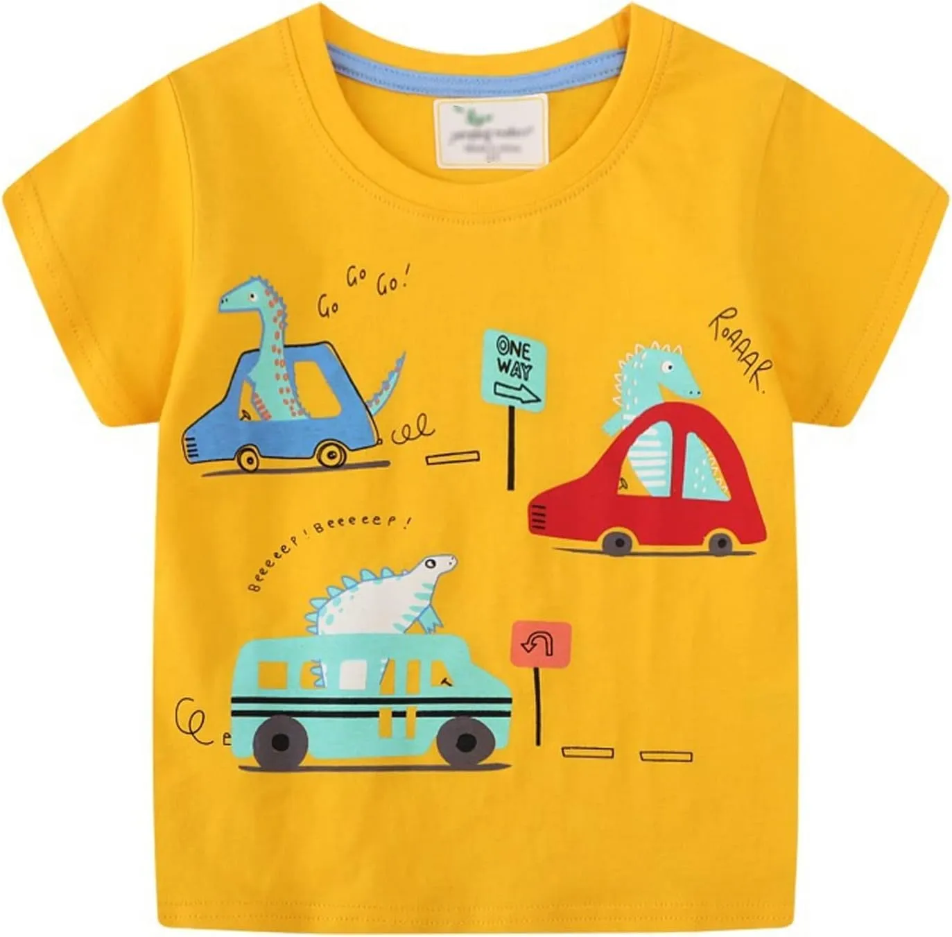 LOKTARC Boys Dinosaur T-Shirts Crewneck Short Sleeve Shirts 3-Pack Toddler Tops