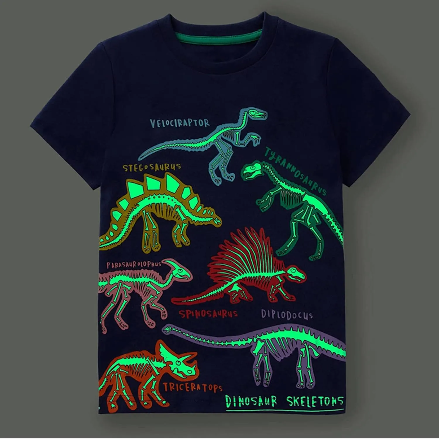 LOKTARC Boys Dinosaur T-Shirts Crewneck Short Sleeve Shirts 3-Pack Toddler Tops