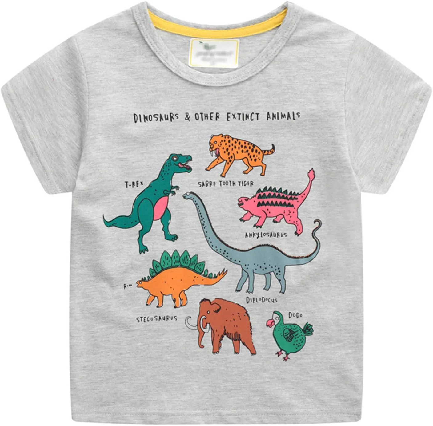 LOKTARC Boys Dinosaur T-Shirts Crewneck Short Sleeve Shirts 3-Pack Toddler Tops