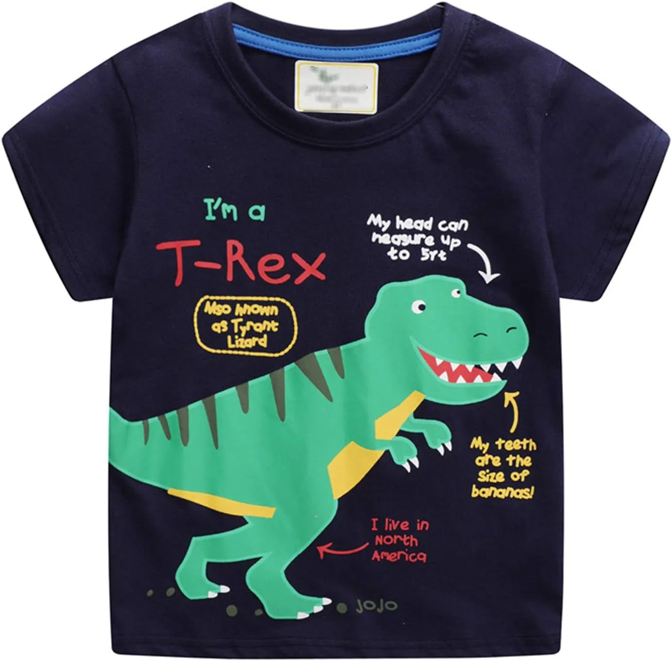 LOKTARC Boys Dinosaur T-Shirts Crewneck Short Sleeve Shirts 3-Pack Toddler Tops