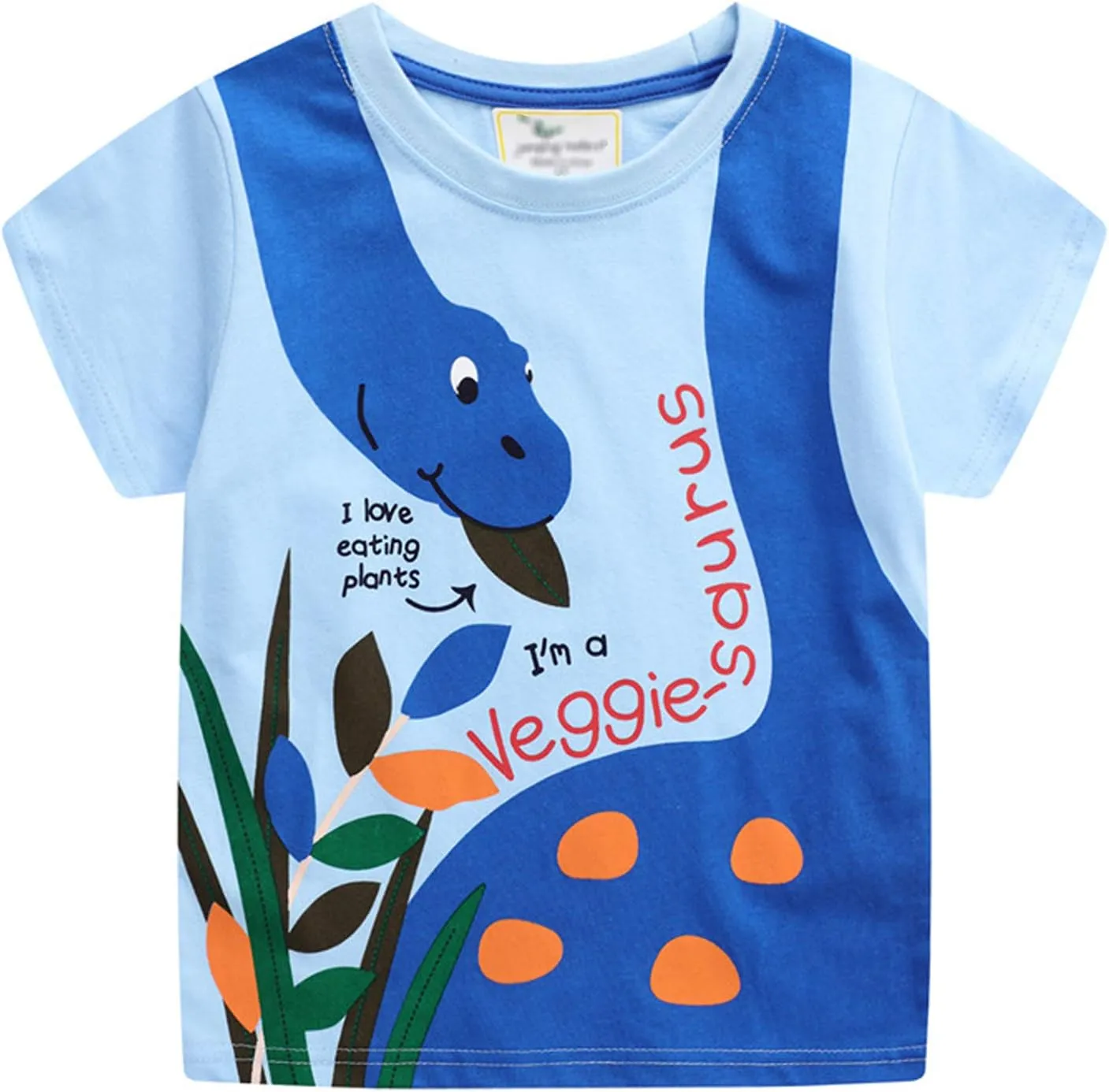 LOKTARC Boys Dinosaur T-Shirts Crewneck Short Sleeve Shirts 3-Pack Toddler Tops
