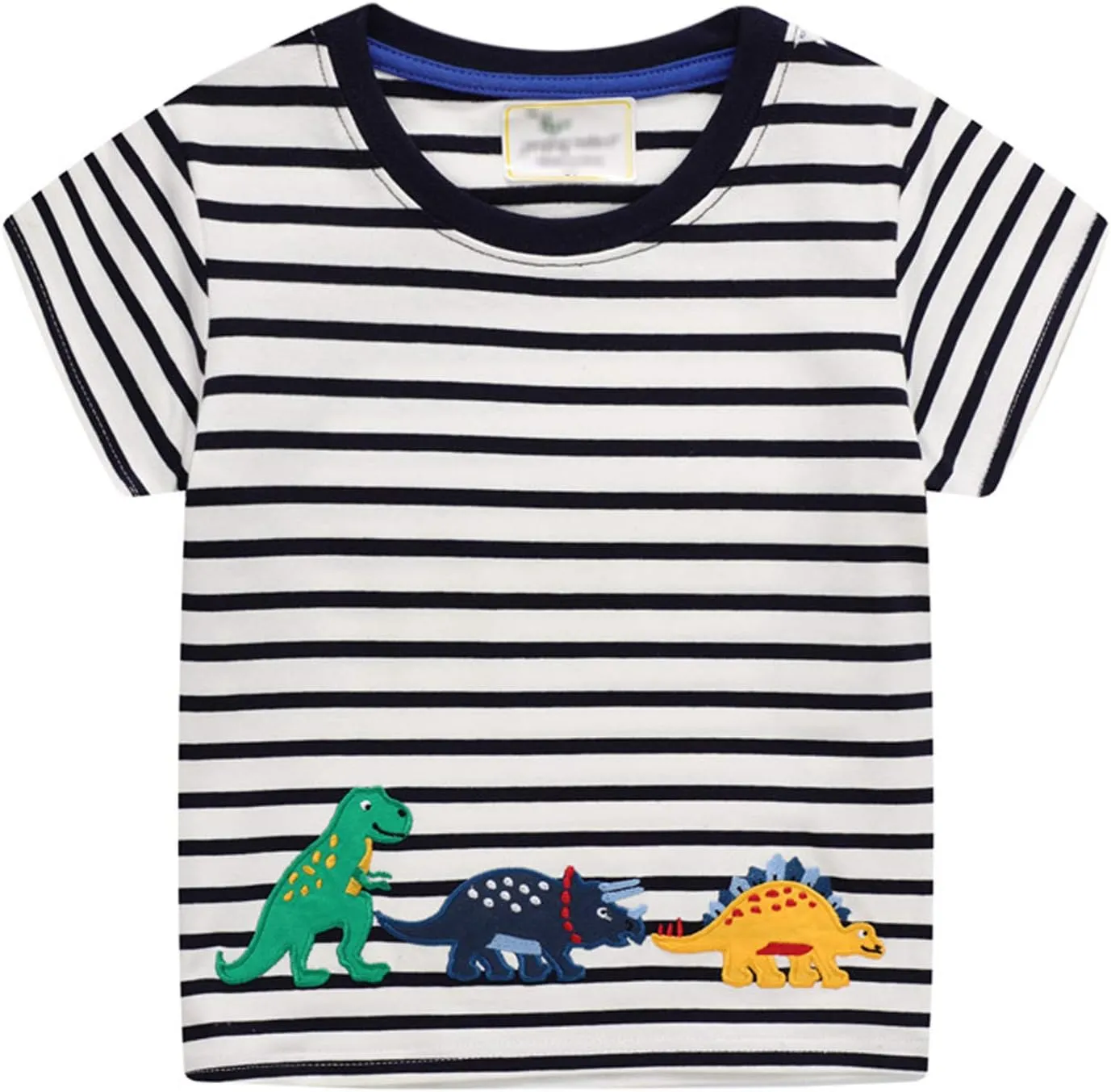 LOKTARC Boys Dinosaur T-Shirts Crewneck Short Sleeve Shirts 3-Pack Toddler Tops