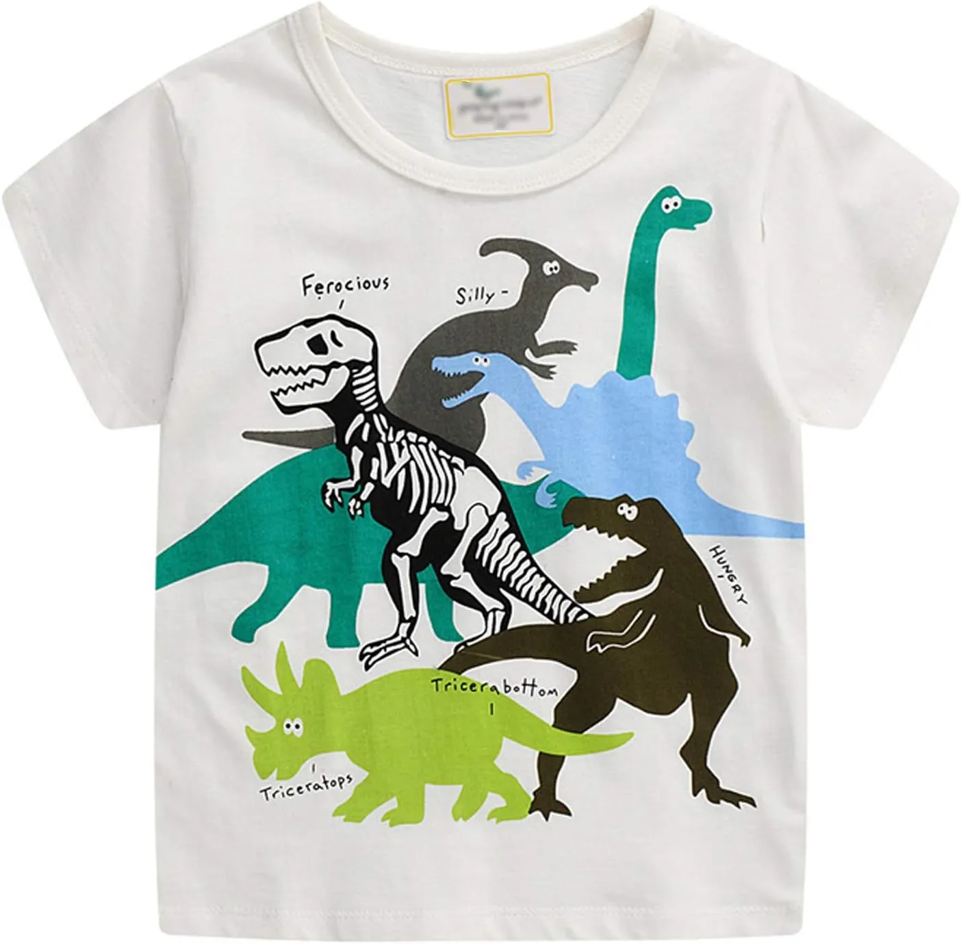 LOKTARC Boys Dinosaur T-Shirts Crewneck Short Sleeve Shirts 3-Pack Toddler Tops