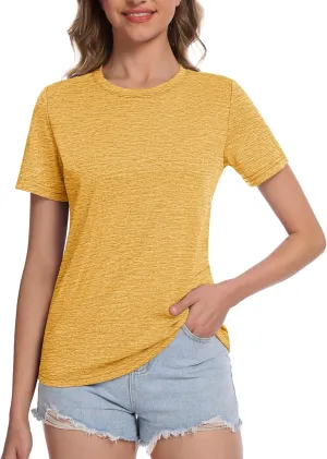 MAGCOMSEN Women's Short Sleeve T Shirts UPF 50  Sun Protection Athletic Running Workout Tee Tops