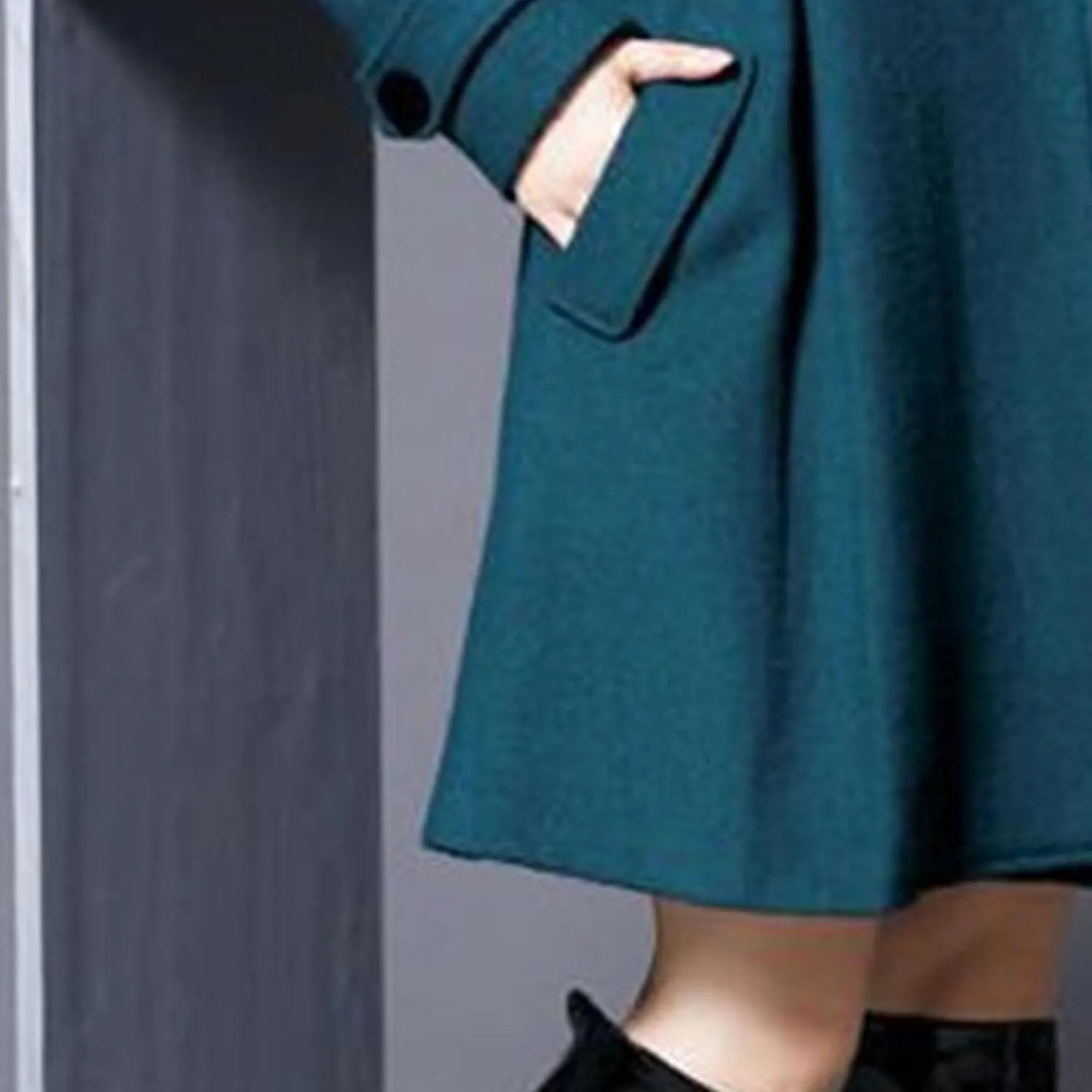 Maiyifu-GJ Womens Double Breasted Wool Blend Trench Coats Mid-Long Stand Collar Long Sleeve Dresses Overcoat Hooded Coat