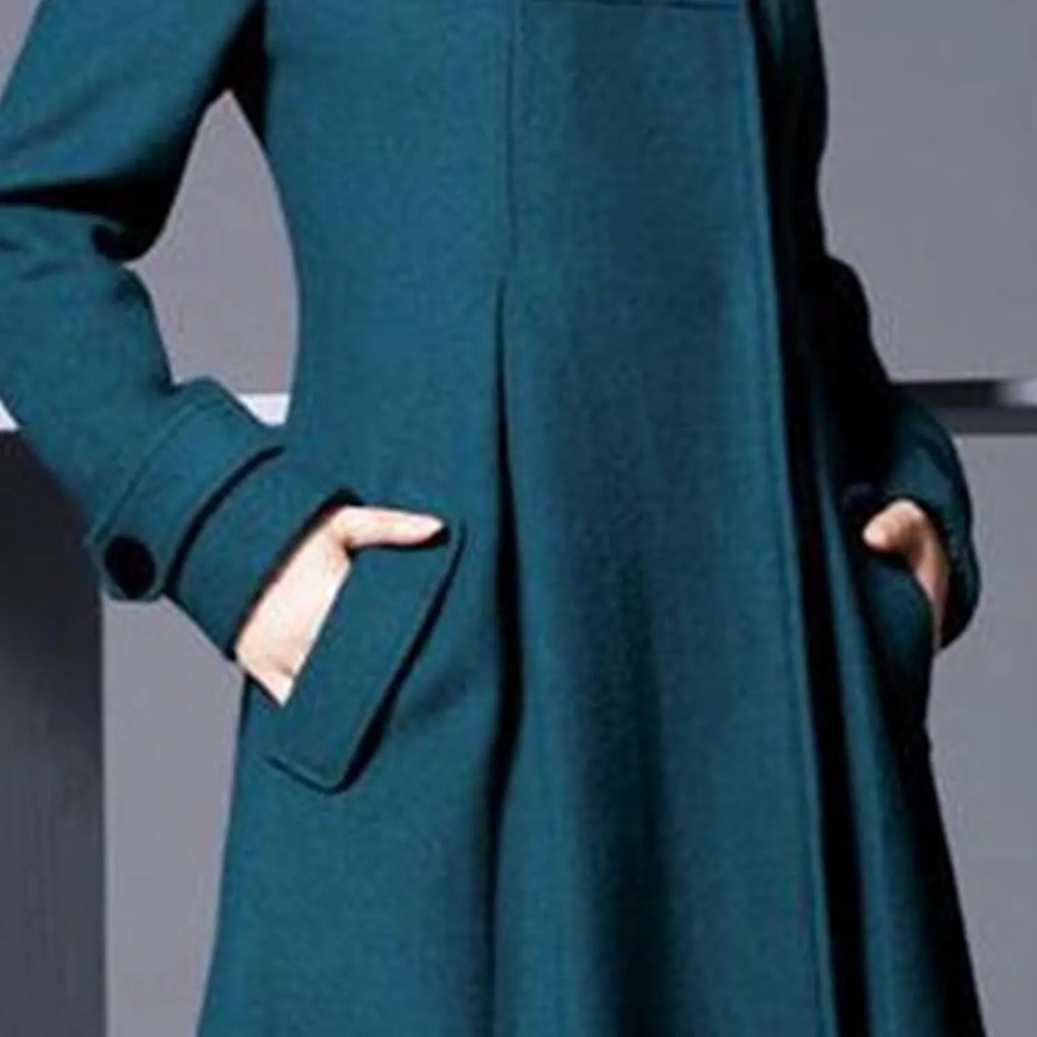 Maiyifu-GJ Womens Double Breasted Wool Blend Trench Coats Mid-Long Stand Collar Long Sleeve Dresses Overcoat Hooded Coat