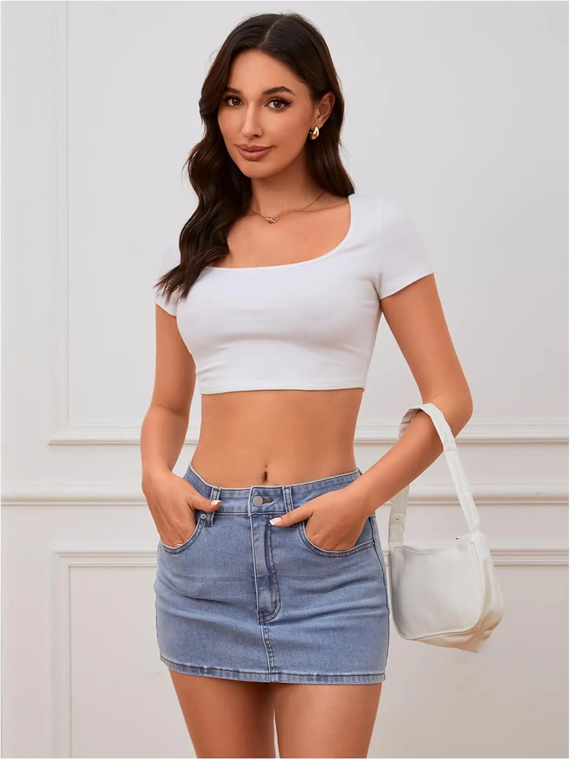 MakeMeChic Women's High Waist Bodycon Jean Skirt Y2K Button Zipper Fly Mini Denim Skirts
