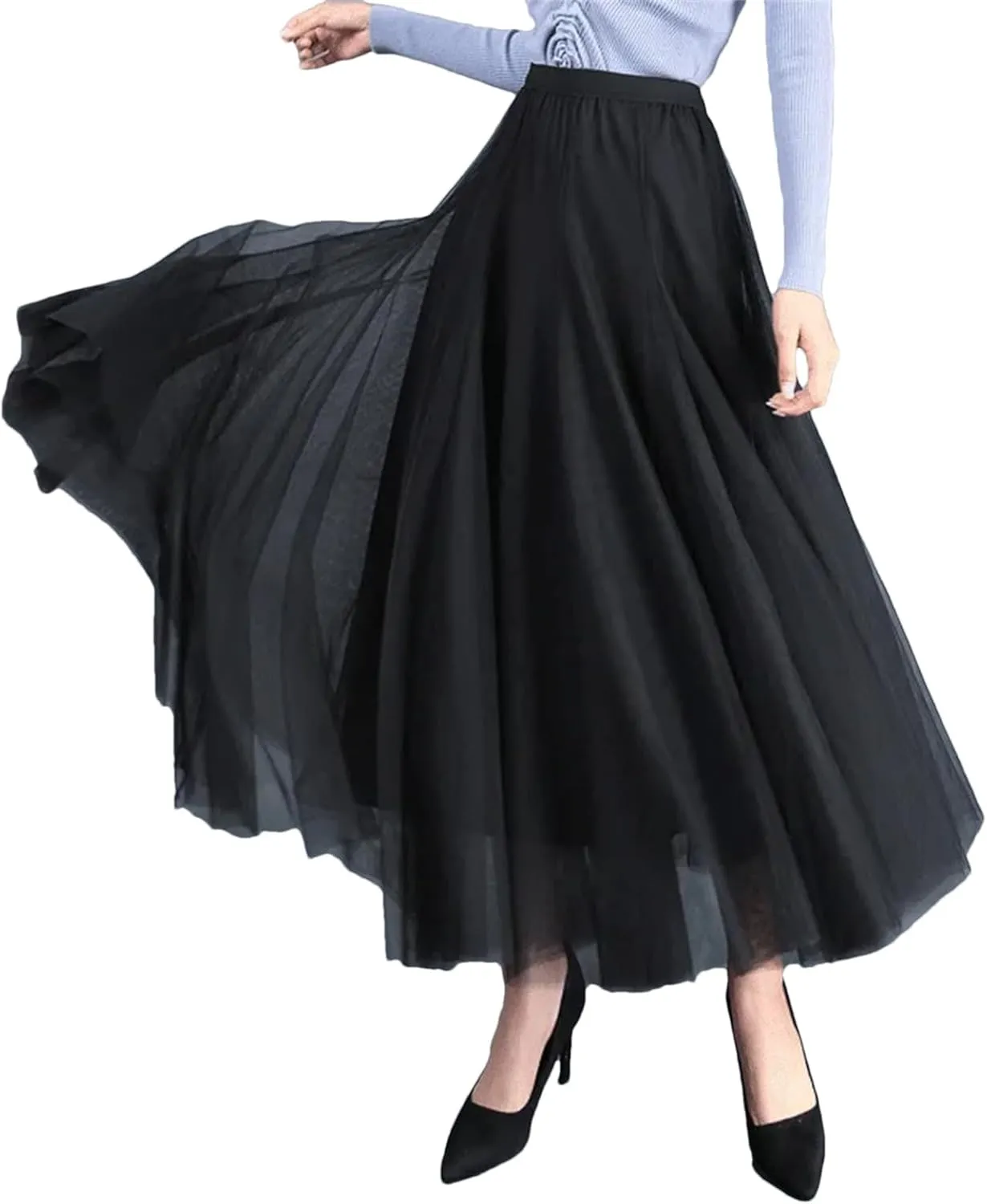 Maxi Long Skirt Spring Womens Summer Tulle Skirt Party Mesh A-Line Skirts