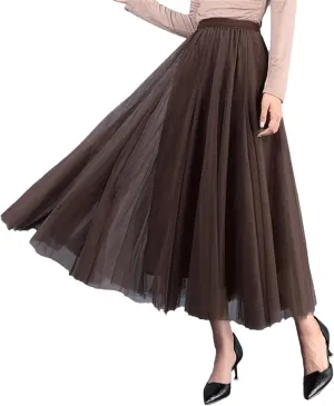 Maxi Long Skirt Spring Womens Summer Tulle Skirt Party Mesh A-Line Skirts