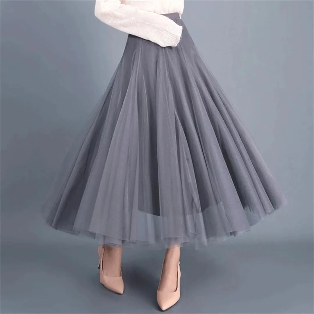 Maxi Long Skirt Spring Womens Summer Tulle Skirt Party Mesh A-Line Skirts