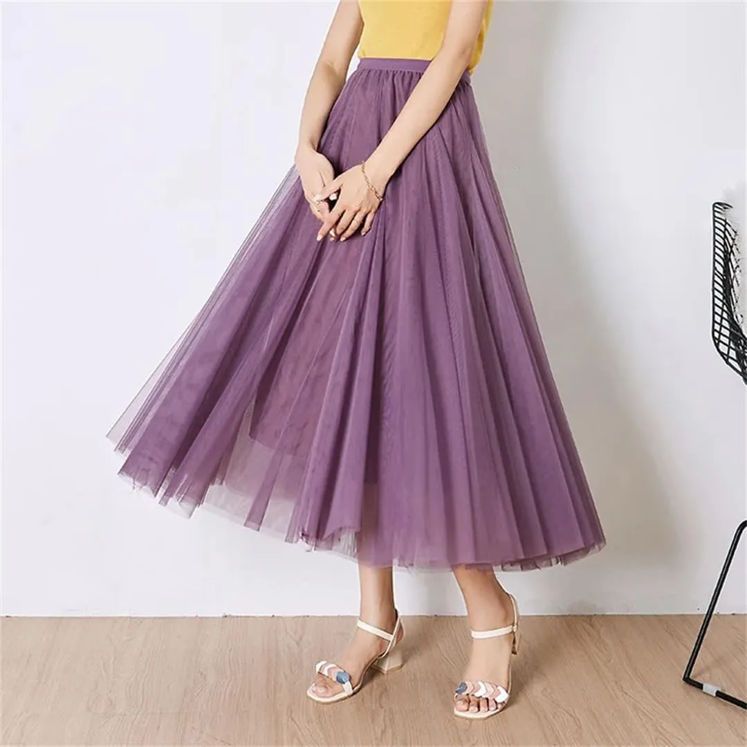 Maxi Long Skirt Spring Womens Summer Tulle Skirt Party Mesh A-Line Skirts